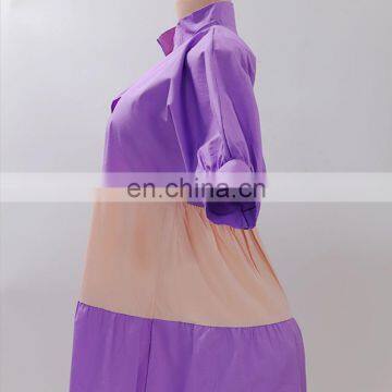 LAITE D2149 Plus Size Women Solid Color Patchwork Casual Dresses Ladies Autumn Dress Women Clothing photo-4