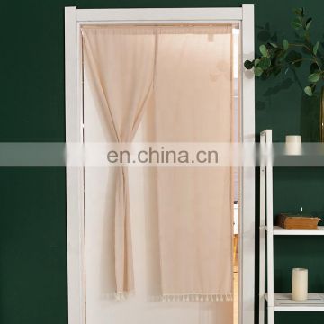 Home decorative kitchen living room use pure color curtain half string door curtain with tassels