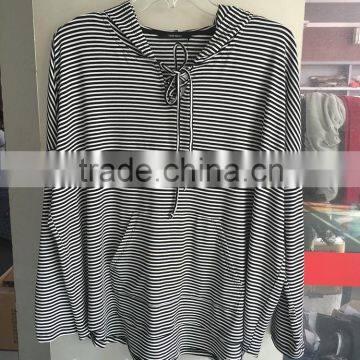 women long sleeve stripe hood top shirt