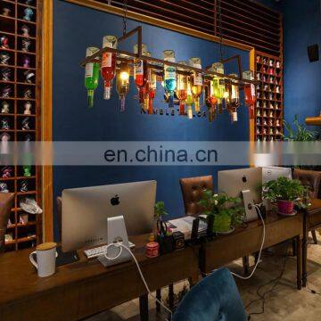 Промышленный вентижный подвешенный декоративный крючковый светильник из цветного стеклянного бутылки для ресторанов и музыкальных комнат photo-7