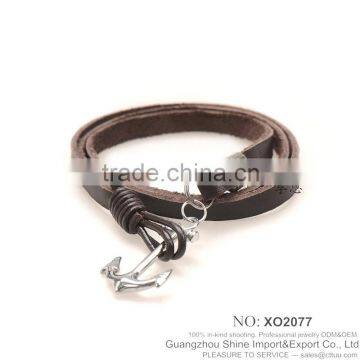 Hot selling anchor bracelet leather XE09-0048