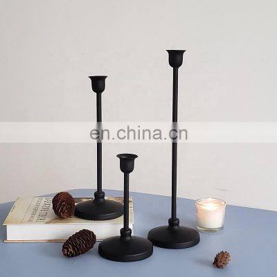 Customized Table Dinner Decorative Metal Candlestick Holder Black Gold Taper Candle Holder On Sale