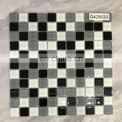 black and grey mix color crystal mosaic tiles swimming pool glass mosaic tiles splash back hot melted pool mosaics tiles