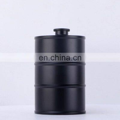 Creative Gift Box Engraved Round Variety Shots Oil Drum Liquor Men Black Stainless Steel Hip Flasks photo-2