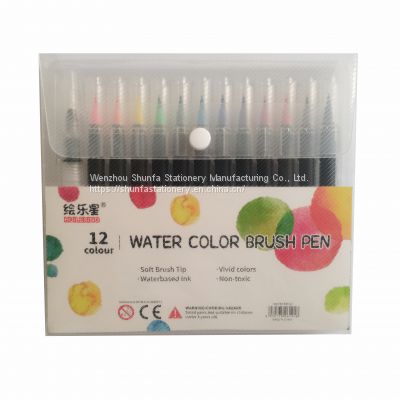 Factory Price Customized OEM Design High-quality 12+1color soft brush water color pen for students' art calligraphy