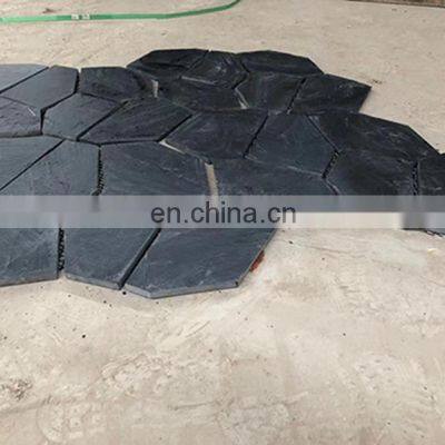 Heat Resistant Hexagonal Black Basalt Paving Slate Flagstone Stones Paving Slabs Stone for Drive Way