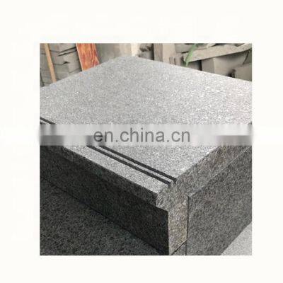 Top surface flamed black granite stairs steps for outdoor