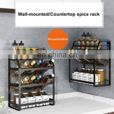 Spice Rack 3-Tier Kitchen Countertop Standing Storage Organizer Hanging Racks Seasoning Organizer