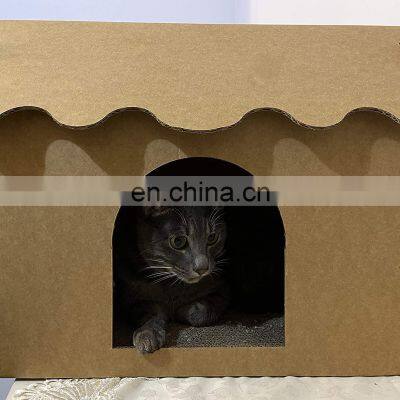 Custom Cat Furniture Cave Condo Cat Bed Scratching Board With Catnip Cat Corrugated Cardboard Scratcher House photo-2