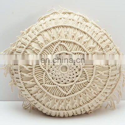 Hot Sale Macrame Decorative Cushion With Tassel Round Sofa Pillow, Bohemian Living, Yoga or Meditation Cushion photo-2