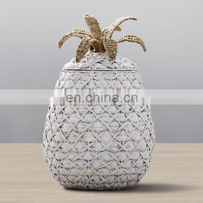 Hot Sale Water Hyacinth Woven Pineapple Catchall Storage Basket 100% Eco-friendly Straw Basket vietnam cheap wholesale