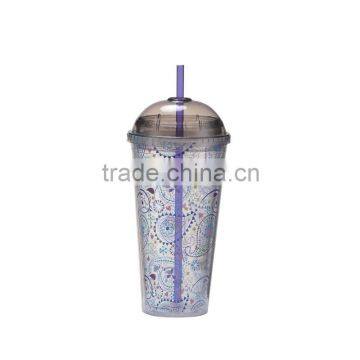 Double Wall Plastic Straw Mug With Paper Instert photo-4