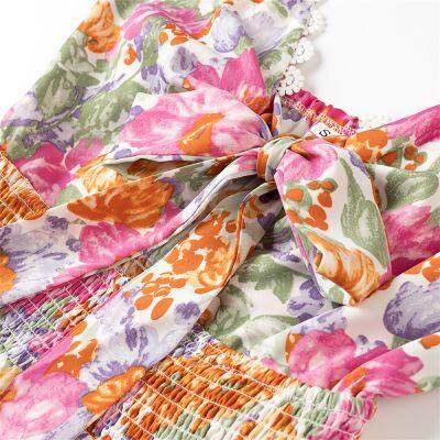 2025 Fashion Seaside Ball Lotus Leaf Edge European and American French Printed Strap Skirt photo-2