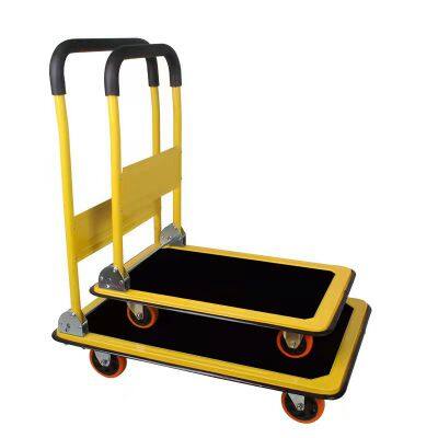 Four-Wheel Folding Trolley Silent Rubber Wheels Durable Plastic Structure for Portable Home Use Car Handling Flat Trolley
