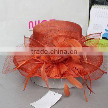 High Quality Sinamay Wedding Hat with Feather Decoration                        
                                                Quality Choice