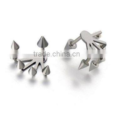 New Design Stainless Steel Mens Women Spike Stud Earrings Stainless Steel, 2pcs