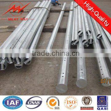 Polygonal Coating galvanized steel tubular pole with Cross Arm