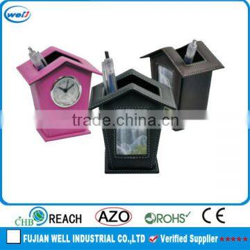 desk PU leather clock pen drive holder wholesale