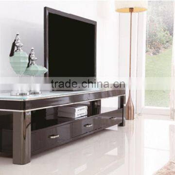 Home furniture design plexiglass TV stand stainless steel LCD cabinet