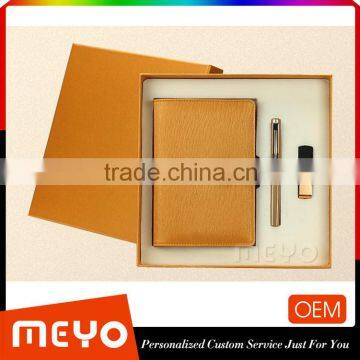 Gift business set pen ballpoint leather notebook turn USB flash drive