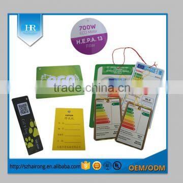 Custom green plastic hang tag