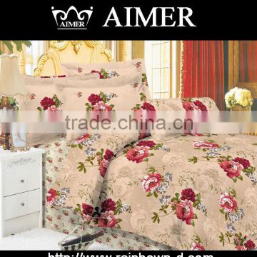 50% cotton 50% polyester fabric custom painting red flower designs print bed sheets