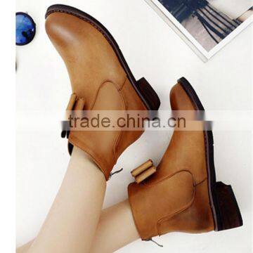 Cute Young Girls Bowknot Lustrascarpe Colore Brown Hiking 2.5cm Boots photo-4