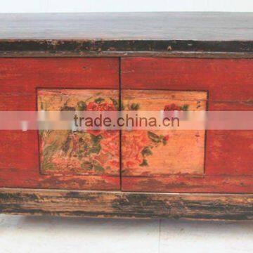 Chinese Mongolia Antique Furniture Painting Cabinet