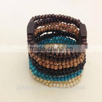 New Designer Bohemia Wood Boho Beads Bracelet Beaded Multilayer Stretch Bangles photo-3