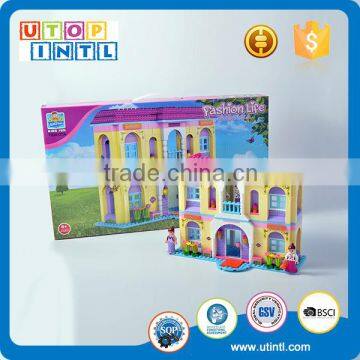 Educational kids interlocking sweet villa building block toy set for girl