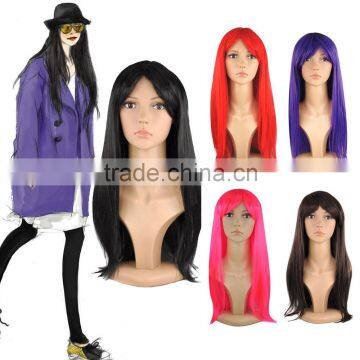 WOMENS LADIES LONG STRAIGHT FANCY DRESS FULL HAIR CLIP WIG COSTUME COSPLAY PART W374