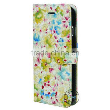 folding fancy case flower design for iphone 6 leather case