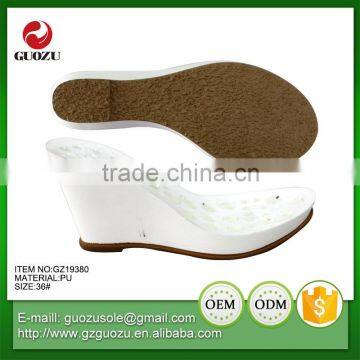 Lady high wedge leather wrap sandal sole pu sole