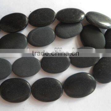 Semi precious stone black stone frosted oval beads jewelry beads