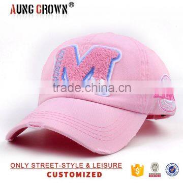 high quality cotton embroidery pink baseball cap