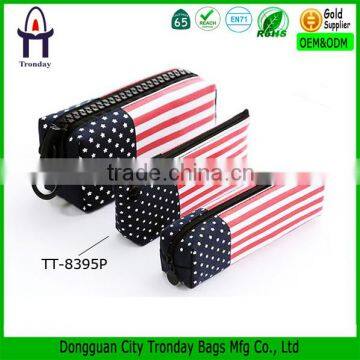 USA flag printing cool canvas pencil cases for teenagers