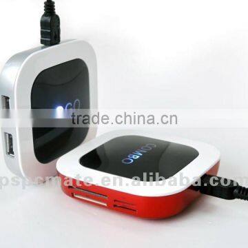 new model led logo usb hub 2 port with SD card reader