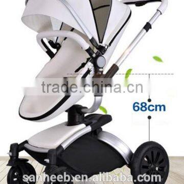 Luxury Leather Material Baby Stroller 3 In 1 high landscape baby doll pram