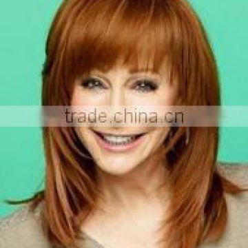 buy from china professional quality100% brazilian human hair brown color long hair wig with bang fringe 5a virgin remy lace wig