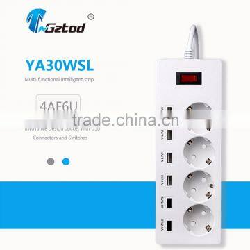 4 outlets 6 usb smart extention socket for iPhone6 6S iPad mini LG Samsung Galaxy HTC Nexus