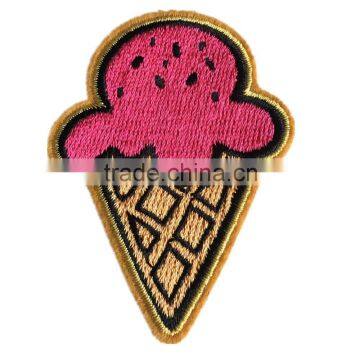 Custom cute ice cream popcorn embroidery iron on badges