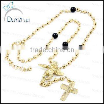 latest hip hop mini angel cross pendant necklace rosary