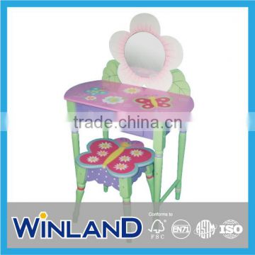 Kids Butterfly Wooden Vanity Table With Stool