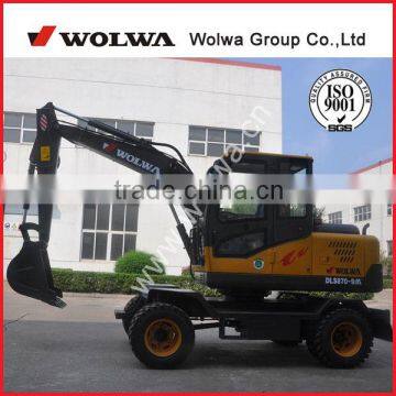 Wolwa excavator machine 7 ton wheel excavator with 028CBM bucket DLS870-9M