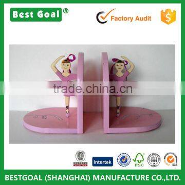Vintage Pink Ballerina Wood Bookends for Girl's Room