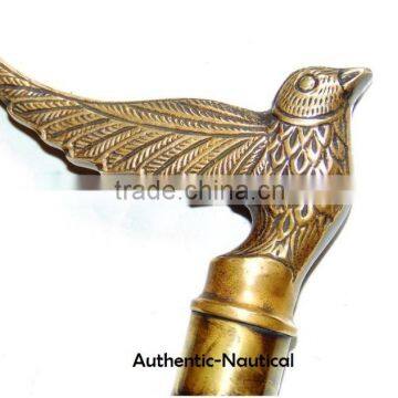 NAUTICAL DECOR ANTIQUE BRASS FINISHING BIRD HANDLE WALKING CANES-DECORATIVE WALKING CANES Wk1176 photo-3