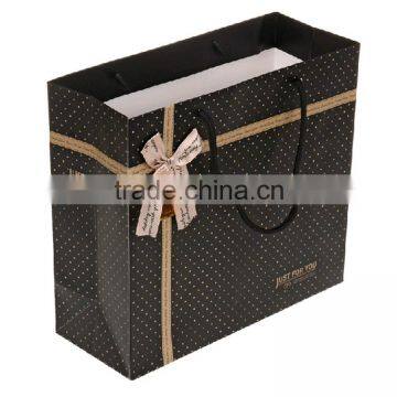 High grade custom black paper bag with gold dots