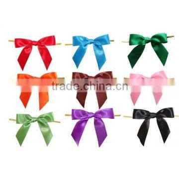 Colorful ribbon bow with wire twist tie