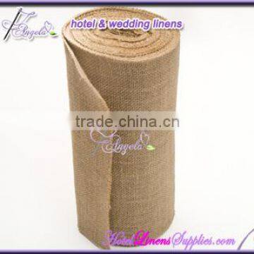 80cm width natural burlap table runners rolls for wedding events, with surged edge