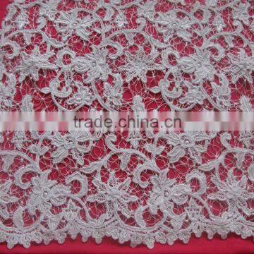 2016 high quality heavy cord lace fabric for wedding dresses/water soluble lace